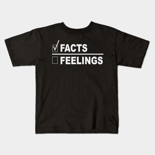 Facts over feelings Fraction With Box and Check Mark Next To Facts Kids T-Shirt by Rosemarie Guieb Designs